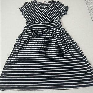 Boden Black and White Striped Dress